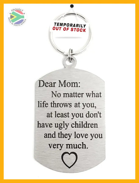 Dear Mom - Love You Very Much Double Sided Laser Engraved Key Ring-Bag Tag Key Rings