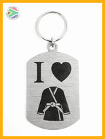 I Love Martial Arts Single Sided Laser Engraved Key Ring-Bag Tag Key Rings