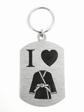 I Love Martial Arts Single Sided Laser Engraved Key Ring-Bag Tag Key Rings
