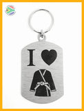 I Love Martial Arts Single Sided Laser Engraved Key Ring-Bag Tag Key Rings