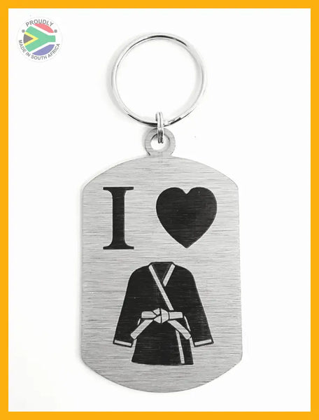 I Love Martial Arts Single Sided Laser Engraved Key Ring-Bag Tag Key Rings