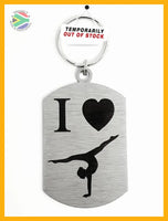 I Love Gymnastics Single Sided Laser Engraved Key Ring-Bag Tag Key Rings