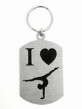 I Love Gymnastics Single Sided Laser Engraved Key Ring-Bag Tag Key Rings