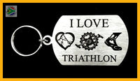 I Love Triathlon Single Sided Laser Engraved Key Ring-Bag Tag Key Rings