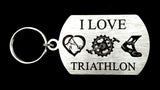 I Love Triathlon Single Sided Laser Engraved Key Ring-Bag Tag Key Rings