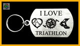 I Love Triathlon Single Sided Laser Engraved Key Ring-Bag Tag Key Rings