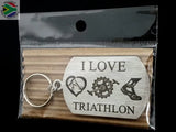 I Love Triathlon Single Sided Laser Engraved Key Ring-Bag Tag Key Rings