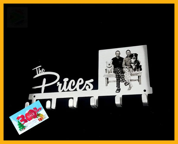 Personalised Laser Engraved portrait 6 hook key hook