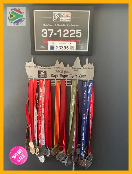 Cape Argus Cycle Tour Club 21 Plus.. 48 Tier Medal Hanger Stainless Steel Brush Finish Sports Medal