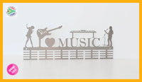 Boy & Girl I Love Music Instruments 48 Tier Medal Hanger Stainless Steel Brush Finish Sports Medal