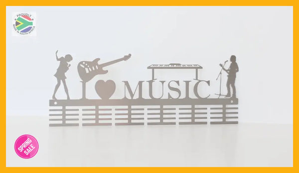 Boy & Girl I Love Music Instruments 48 Tier Medal Hanger Stainless Steel Brush Finish Sports Medal