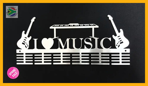 I Love Music Instruments 48 Tier Medal Hanger Stainless Steel Brush Finish Sports Medal Hangers