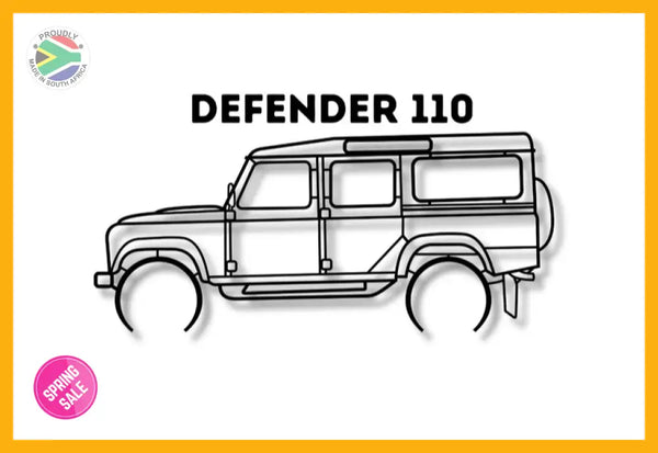 Land Rover Defender 110 Detailed Silhouette Metal Wall Art
