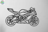 Kawasaki Ninja ZX-6R Motorcycle Detailed Silhouette Metal Wall Art Wall Art