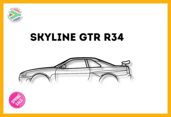 Skyline Gt-R R34 Classic Detailed Silhouette Metal Wall Art