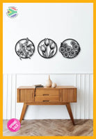 Orchid, Tulip & Daisy Set Design Steel Wall Art