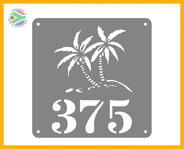 Palm Tree House Number Sign Wall Art