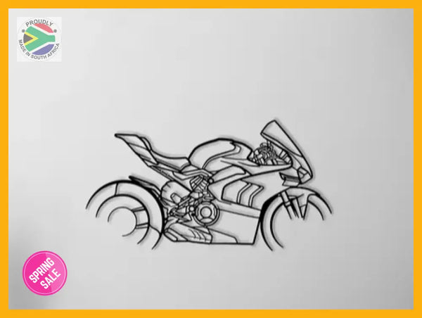 Ducati Panigale V4R Motorcycle Detailed Silhouette Metal Wall Art Wall Art