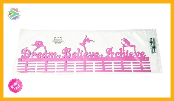 Dream Believe Achieve Figurines 56 Tier Medal Hanger Pink Sports Medal Hangers