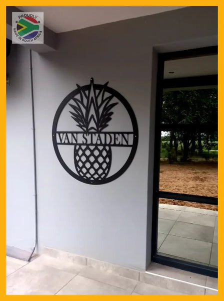 Pineapple Personalised Wall Art Medium 60Cm X / Black Wall Art