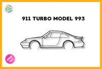 Porsche 911 Turbo 993 Detailed Silhouette Metal Wall Art