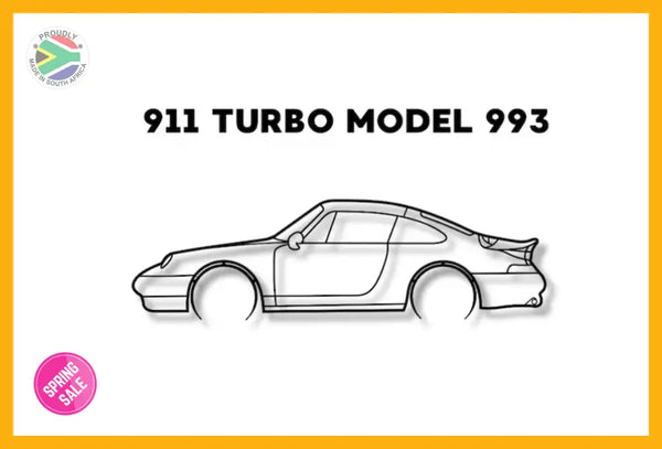 Porsche 911 Turbo 993 Detailed Silhouette Metal Wall Art