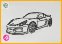 Porsche 981 Cayman Gt4 Front Angle Detailed Silhouette Metal Wall Art