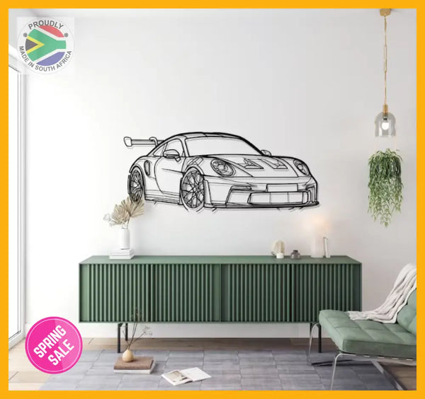 Porsche 992 Gt3 Rs Detailed Silhouette Metal Wall Art