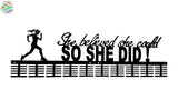 She Believed She Could 100 Tier Medal Hanger Black Sports Medal Hangers