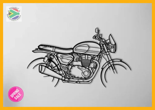 Triumph Speed Twin Motorcycle Detailed Silhouette Metal Wall Art Wall Art