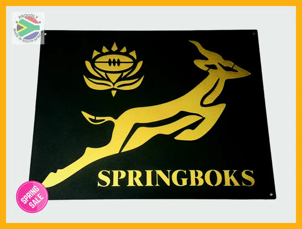 Springboks Rugby Mounted Wall Art Design Black & Gold