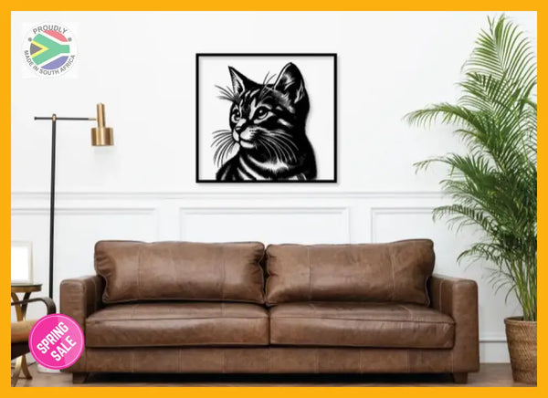 Tabby Cat Design Steel Wall Art