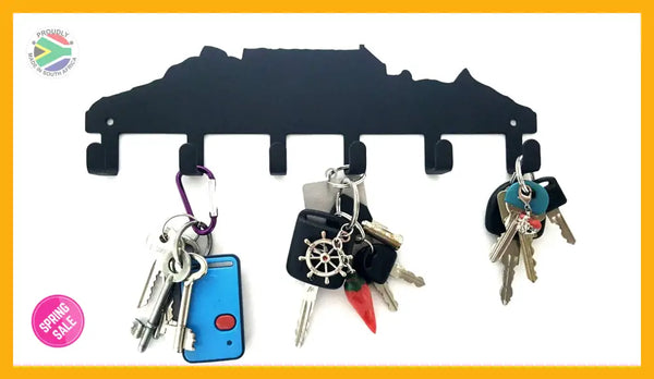 Table Mountain 6 Hook Key Hook Ferro Grain Black Home Décor