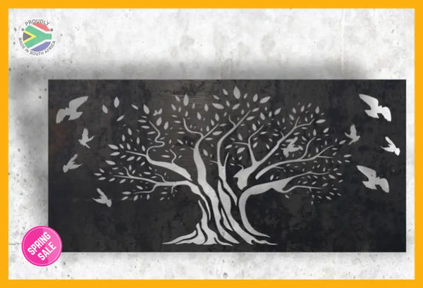 Tree & Birds Design Steel Wall Art