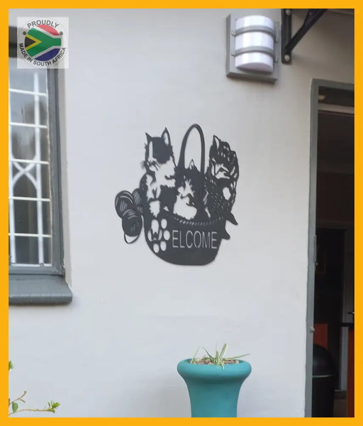 Welcome Cats In A Basket Wall Art Dog Kennel & Run Accessories