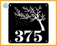 Windy Tree House Number Sign Wall Art