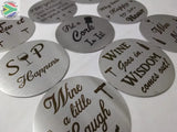 Wine Coasters Laser Etched In Stainless Steel