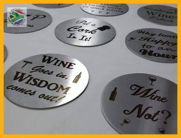 Wine Coasters Laser Etched In Stainless Steel