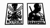 Wolverine & Deadpool Marvel Set Wall Art Powder Coated Black Wall Art