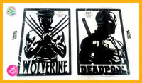 Wolverine & Deadpool Marvel Set Wall Art Powder Coated Black Wall Art