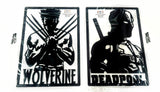 Wolverine & Deadpool Marvel Set Wall Art Powder Coated Black Wall Art