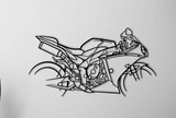 Yamaha YZF-R1 Motorcycle Detailed Silhouette Metal Wall Art Wall Art