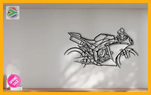 Yamaha YZF-R1 Motorcycle Detailed Silhouette Metal Wall Art Wall Art