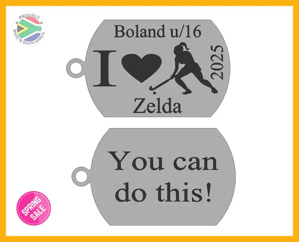 I Love Hockey Personalised Double Sided Laser engraved Key Ring-Bag Tag key Rings