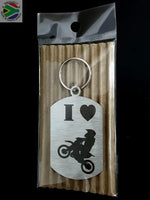 I Love Moto-Cross Single Sided Laser Engraved Key Ring-Bag Tag Key Rings