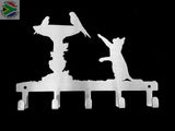 Cat & Birds Bath 5 Hook Key Home Décor