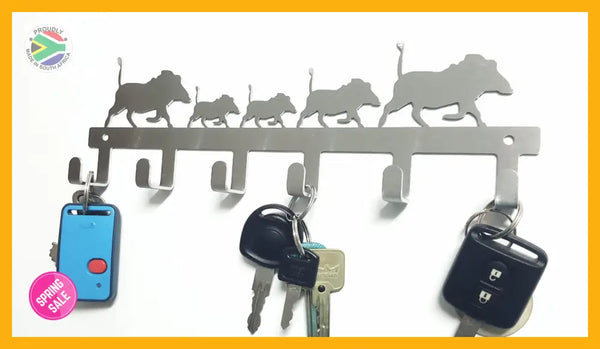 Warthog Family 6 Hook Key Home Décor