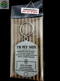 To My Son Double Sided Laser Engraved Key Ring-Bag Tag Rings
