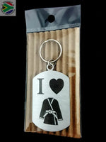 I Love Martial Arts Single Sided Laser Engraved Key Ring-Bag Tag Key Rings