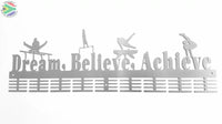 Dream Believe Achieve Gymnastics Mag 72 Tier Medal Hanger Stainless Steel Brush Finish Sports Medal